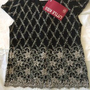 LITTLE KISS ladies beautiful top size Eur M USA 10 colour black